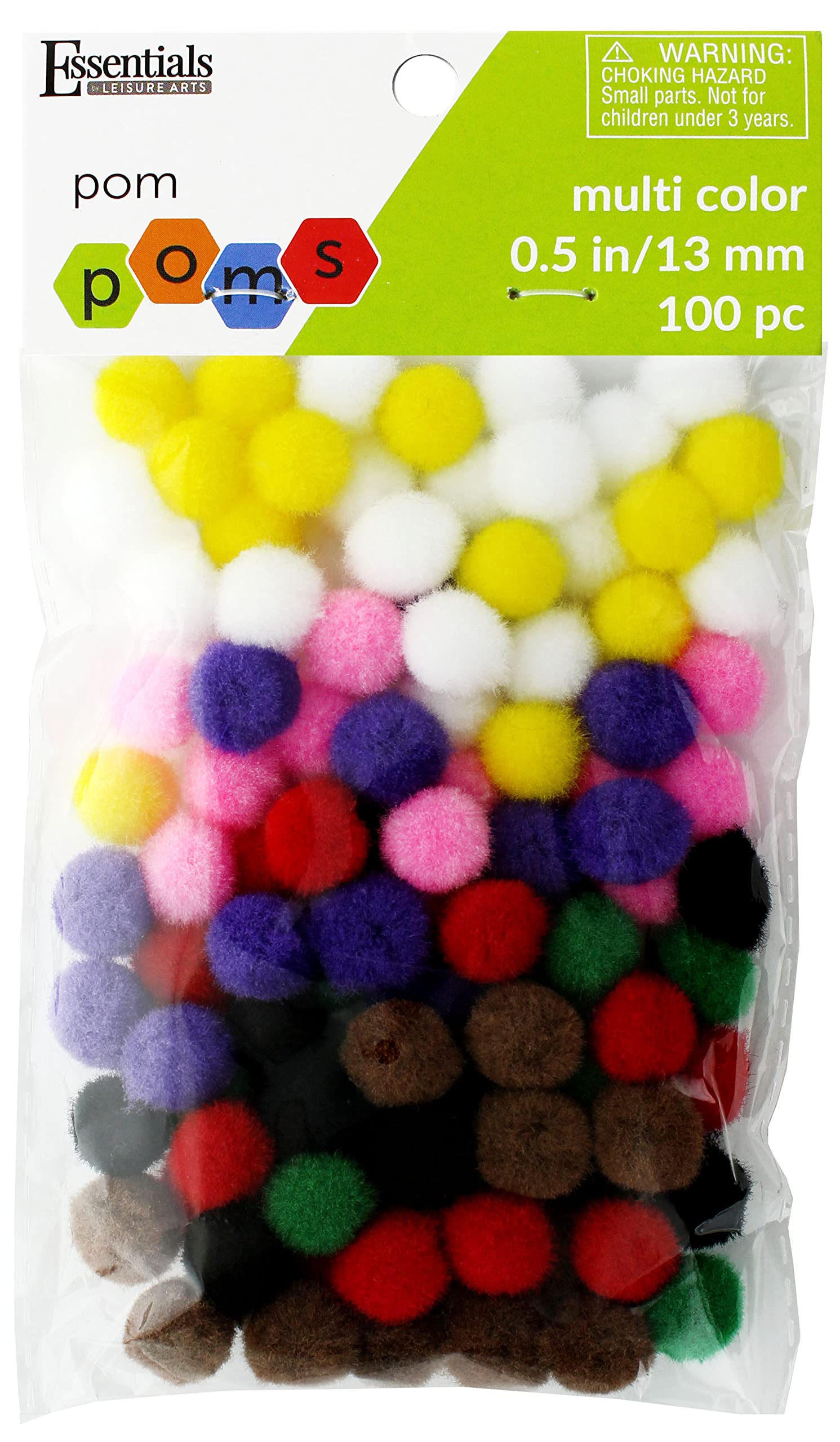 EBL Pom Pom 1/2" Multi 100pc