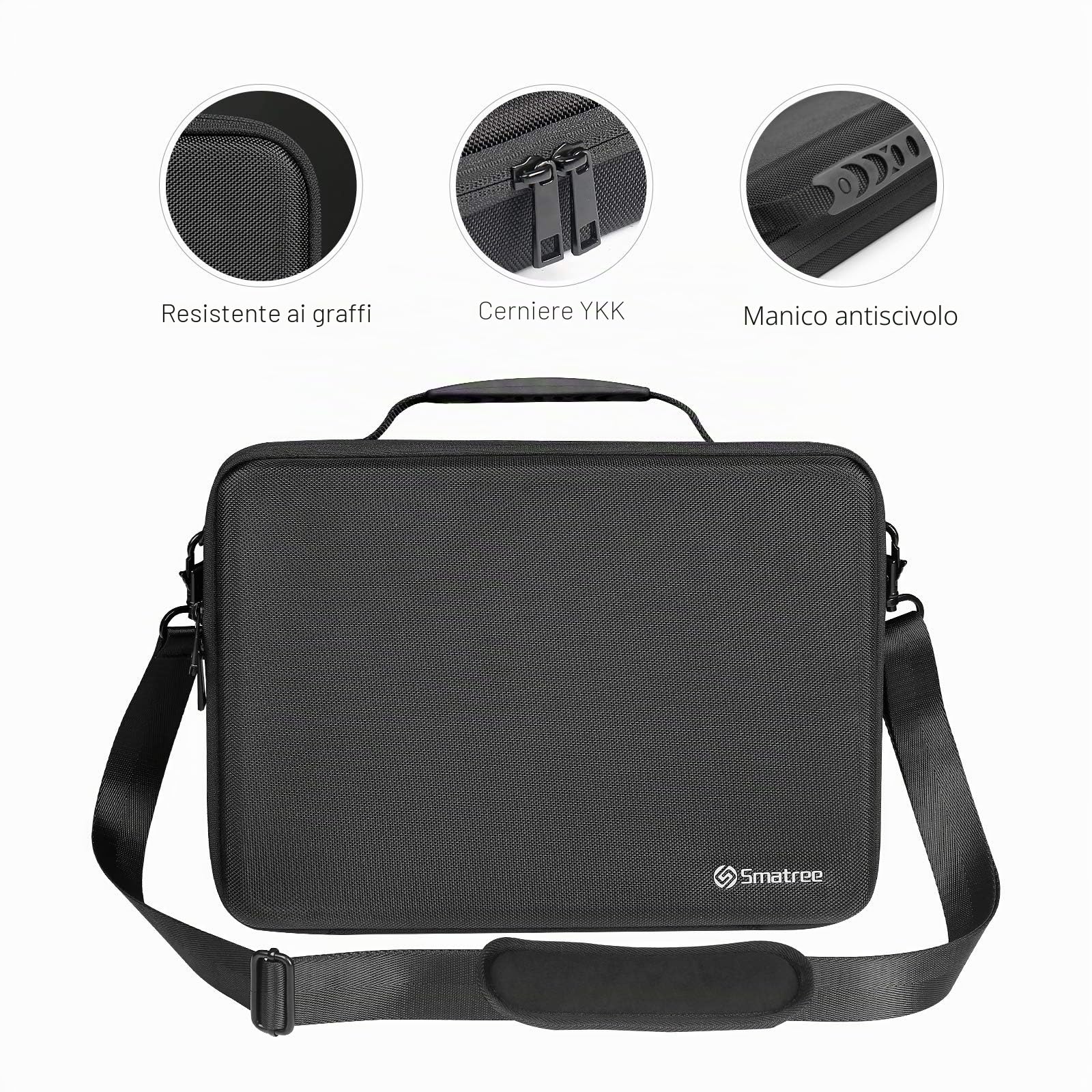 Smatree Borsa a Tracolla Valigetta da 15,6 pollici, Custodia Rigida per Laptop Compatibile con MacBook Pro 16 pollici 2021/2019 e 15,4 pollici, Custodia per Laptop con Scomparto per Accessori - Nera