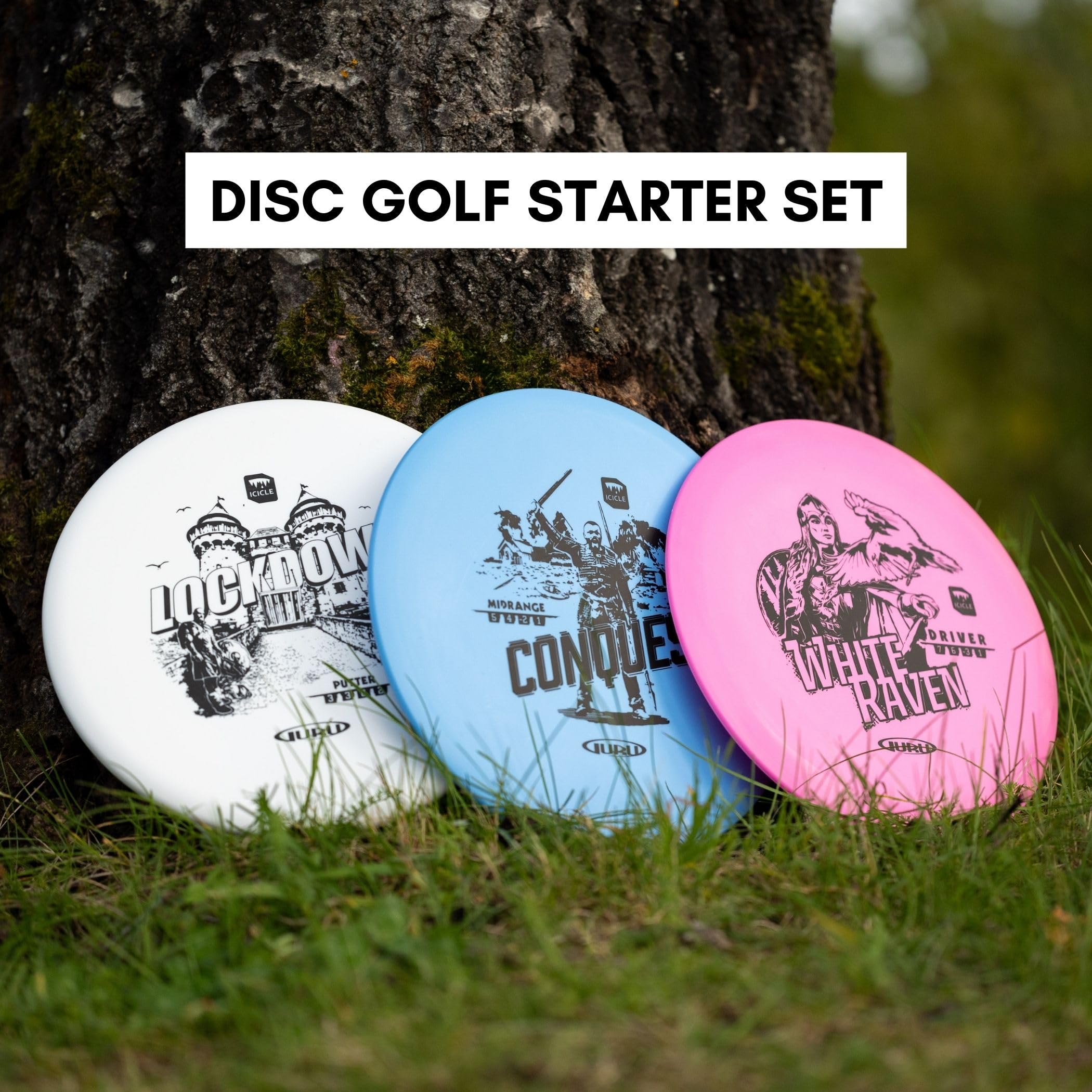 Guru Disc Golf zestaw startowy, 3 tarcze frisbee na każdą odległość, zabawa na świeżym powietrzu dla dzieci i dorosłych – Driver, Midrange, Putter