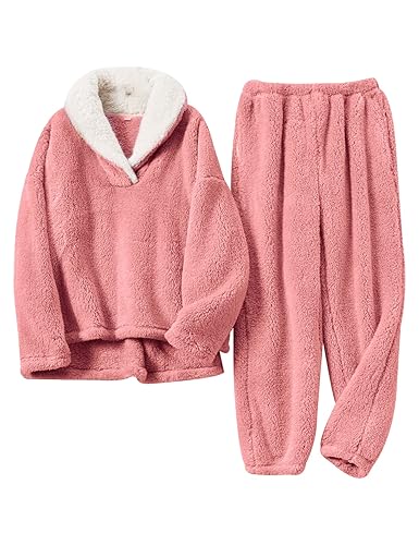 Gihuo Women' s Fluffy Pajamas Set Fleece