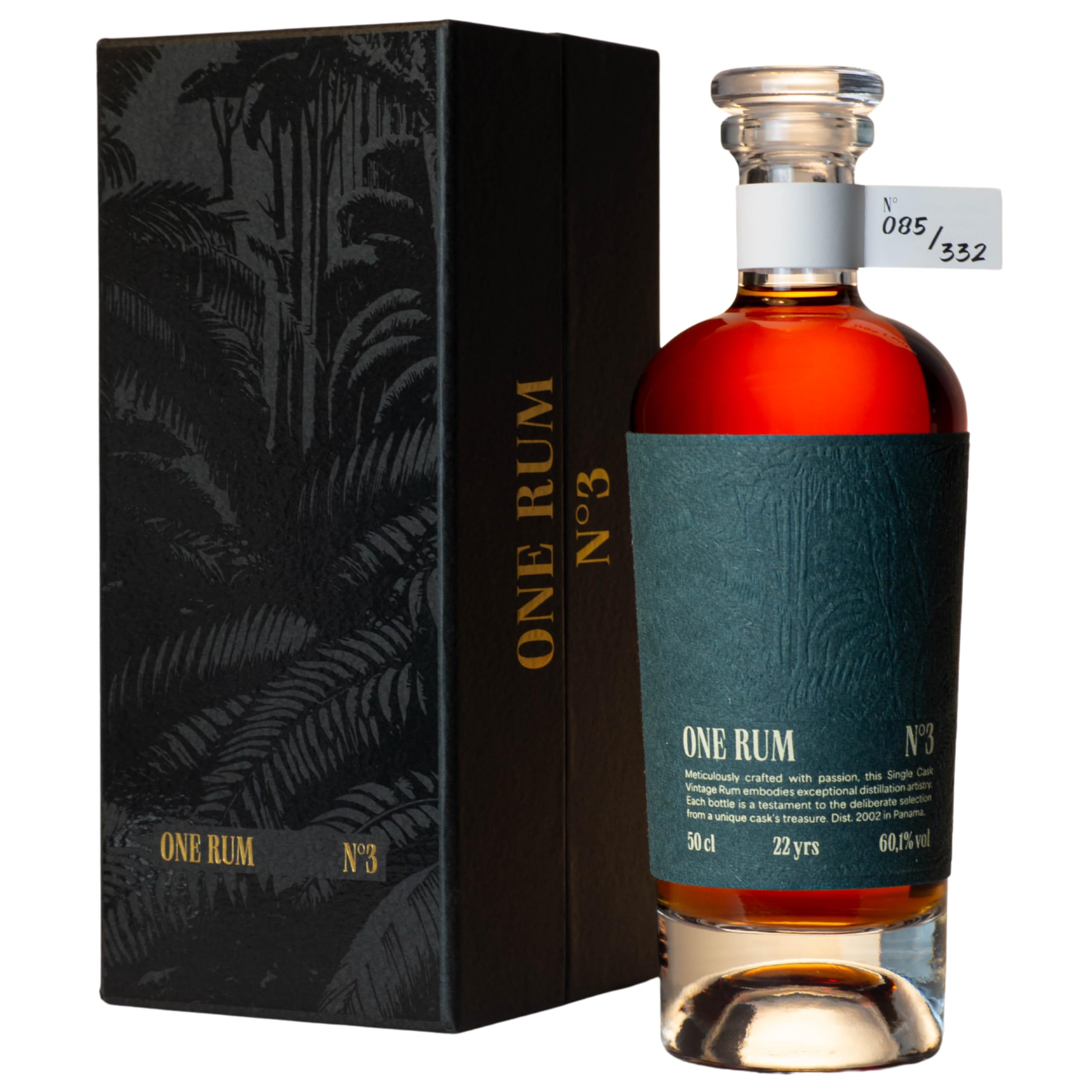 ONE RUM No. 3 – Premium Rum aus Panama | 22 Jahre gereift | Column Still | Streng limitiert auf 332 Flaschen | Fassstärke 60,1% Vol. | Exklusive Rarität & Geschenk für Männer, Genießer & Sammler