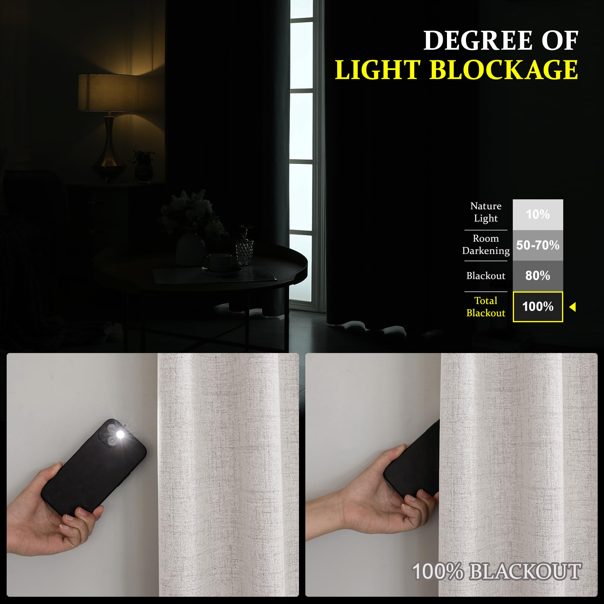 CUCRAF 100% Blackout Curtains White 72 Inch Drop 2 Panels Soft Texture Energy Saving Sun Blocking Thermal Eyelet Curtains for Bedroom Living Room 46 X 72 Inch - Image 4