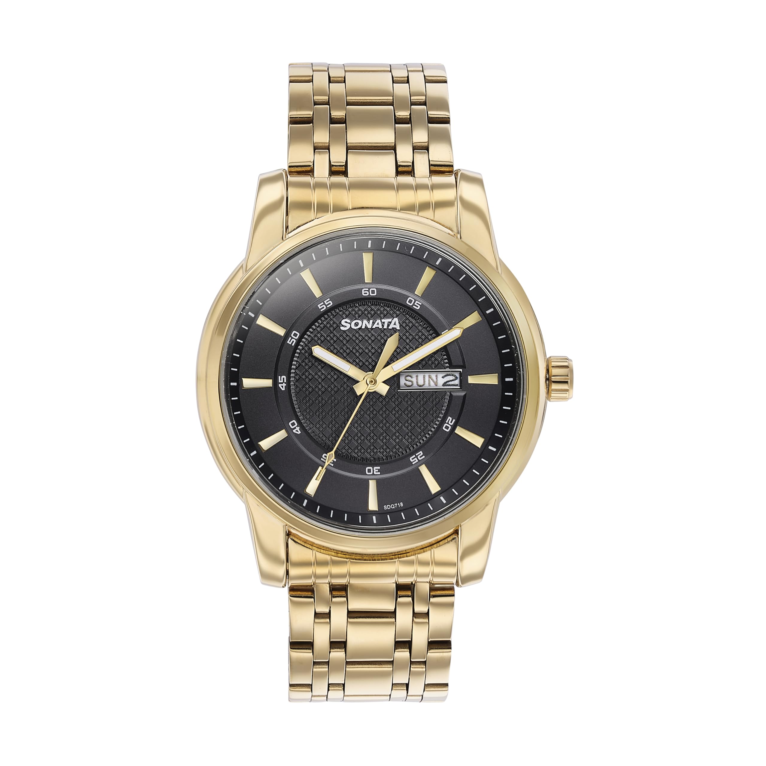 Sonata Quartz Analog with Day and Date Black Dial Golden Stainless Steel Strap Watch for Men (B0DCNL5RFD) Amazon Price History, Amazon Price Tracker