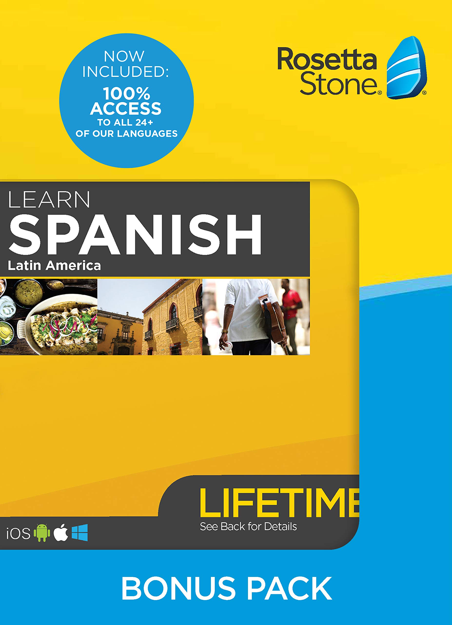 Apprenez l'espagnol et les langues illimitées avec accès à vie : pack bonus Rosetta Stone avec livre de grammaire et dictionnaire