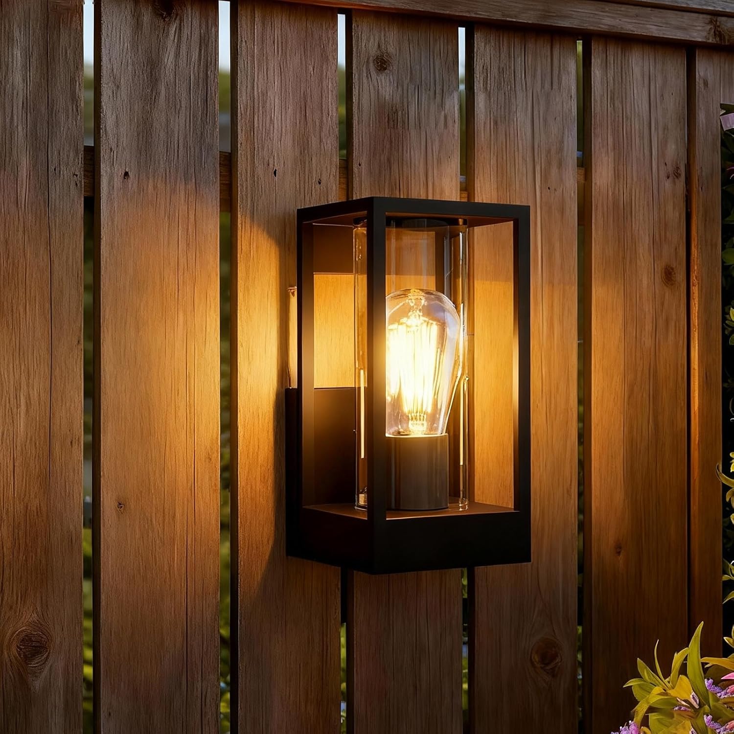 Outdoor Wall Light with Mount, Aluminum Waterproof Porch Light Fixture for Front Door, Patio,Black