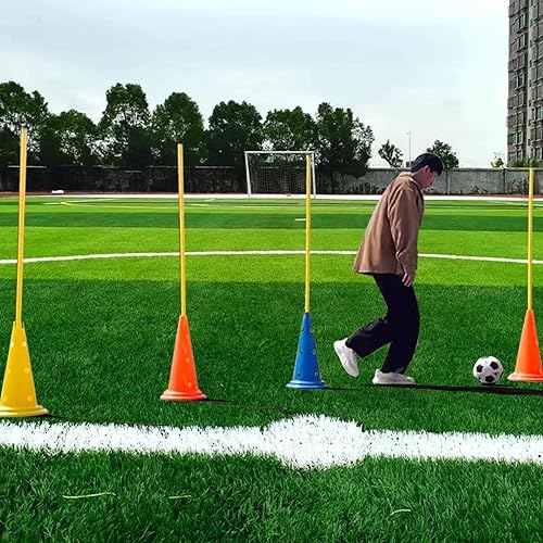 Miniatura 5 de Bastones de entrenamiento de agilidad de fútbol, paquete de 5 unidades, color amarillo, bastones de slalom de velocidad para equipos deportivos,
