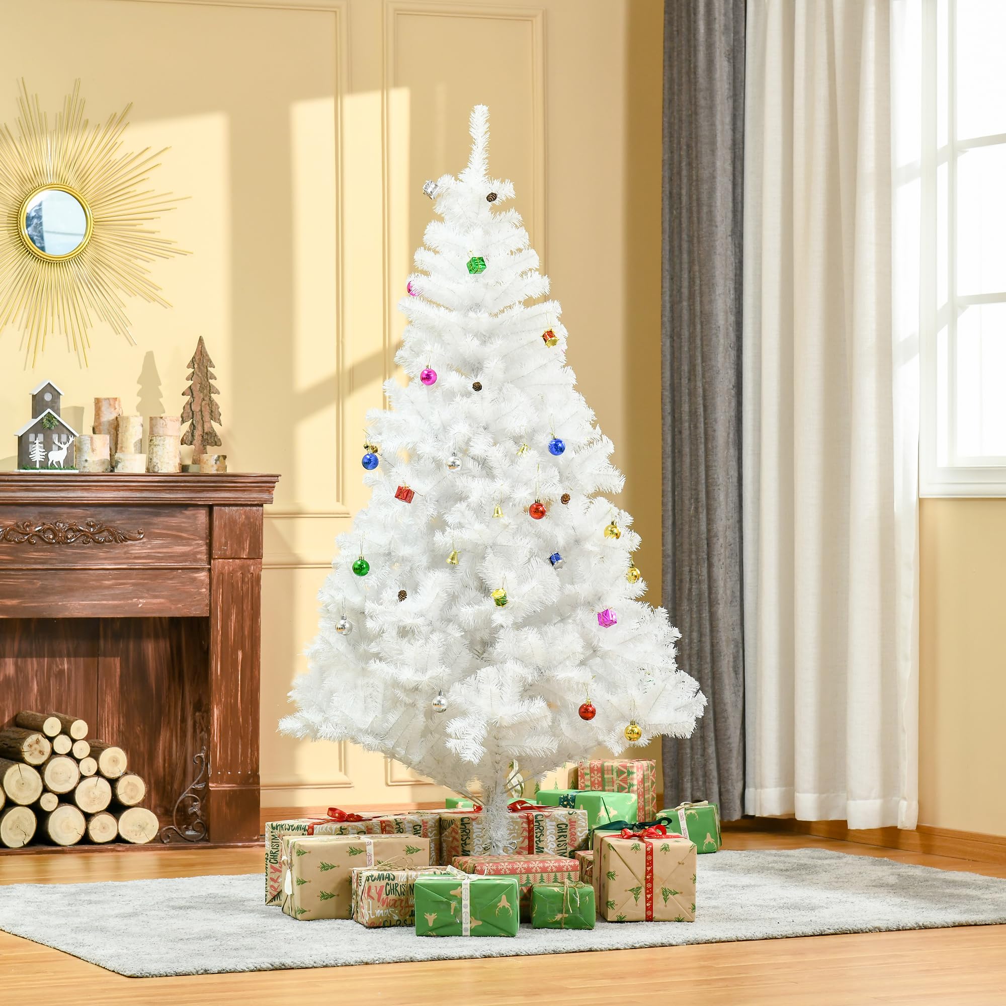 HOMCOM Künstlicher Weihnachtsbaum 180 cm mit Kugeln inkl. Metallständer