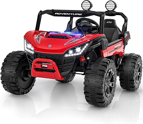 Miniatura 8 de ANPABO Juguetes de paseo de 24 V para niños grandes, automóvil de 2 plazas, automóvil eléctrico para niños de 4 x 200 W con control remoto, luces