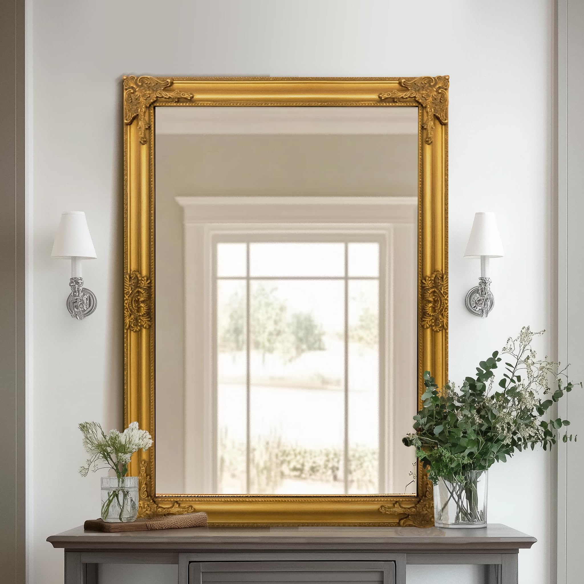 Amazon.com - TRAHOME Vintage Gold Mirror for Wall, 28