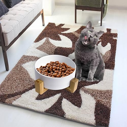 Miniatura 2 de Cuenco de cerámica para perros y gatos con soporte de madera, cuencos elevados para comida y agua, modernos y bonitos platos para gatitos, pesados y