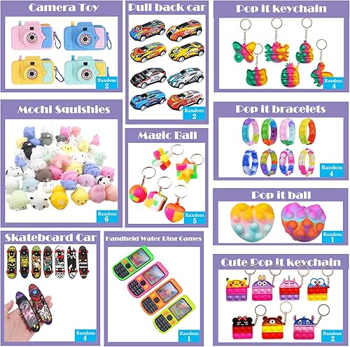 Miniatura 2 de 100 piezas de recuerdos de fiesta para niños, regalo de cumpleaños, juguetes Pop Fidget, cofre del tesoro, juguete sensorial, tesoro de carnaval,