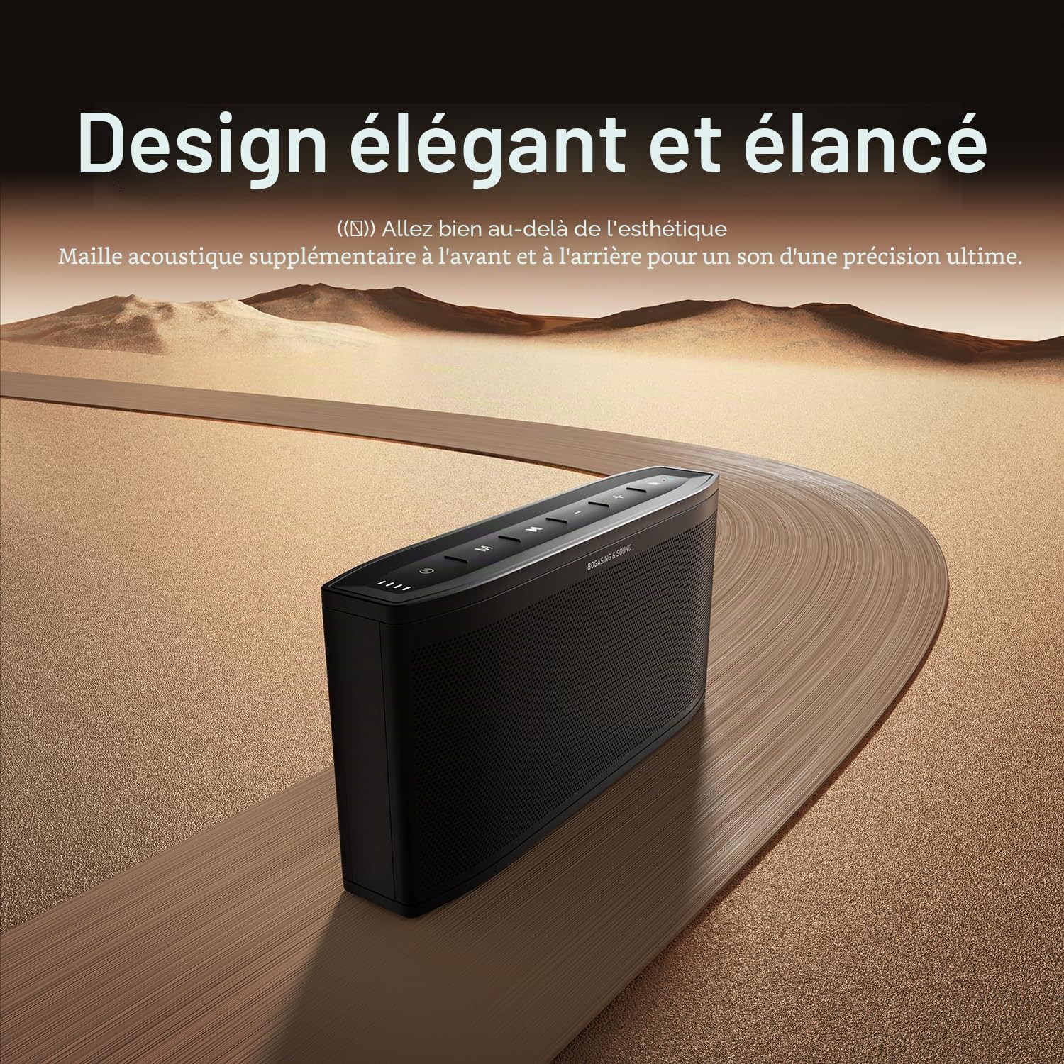 BOGASING Era S9 Pro Enceinte Bluetooth Puissante, Haut Parleur avec Audio 2 Canaux et Deux radiateurs passifs, 48H Autonomie, EQ, TF Carte, AUX, Microphone Intégré, Enceintes pour la Bureau (Noir)