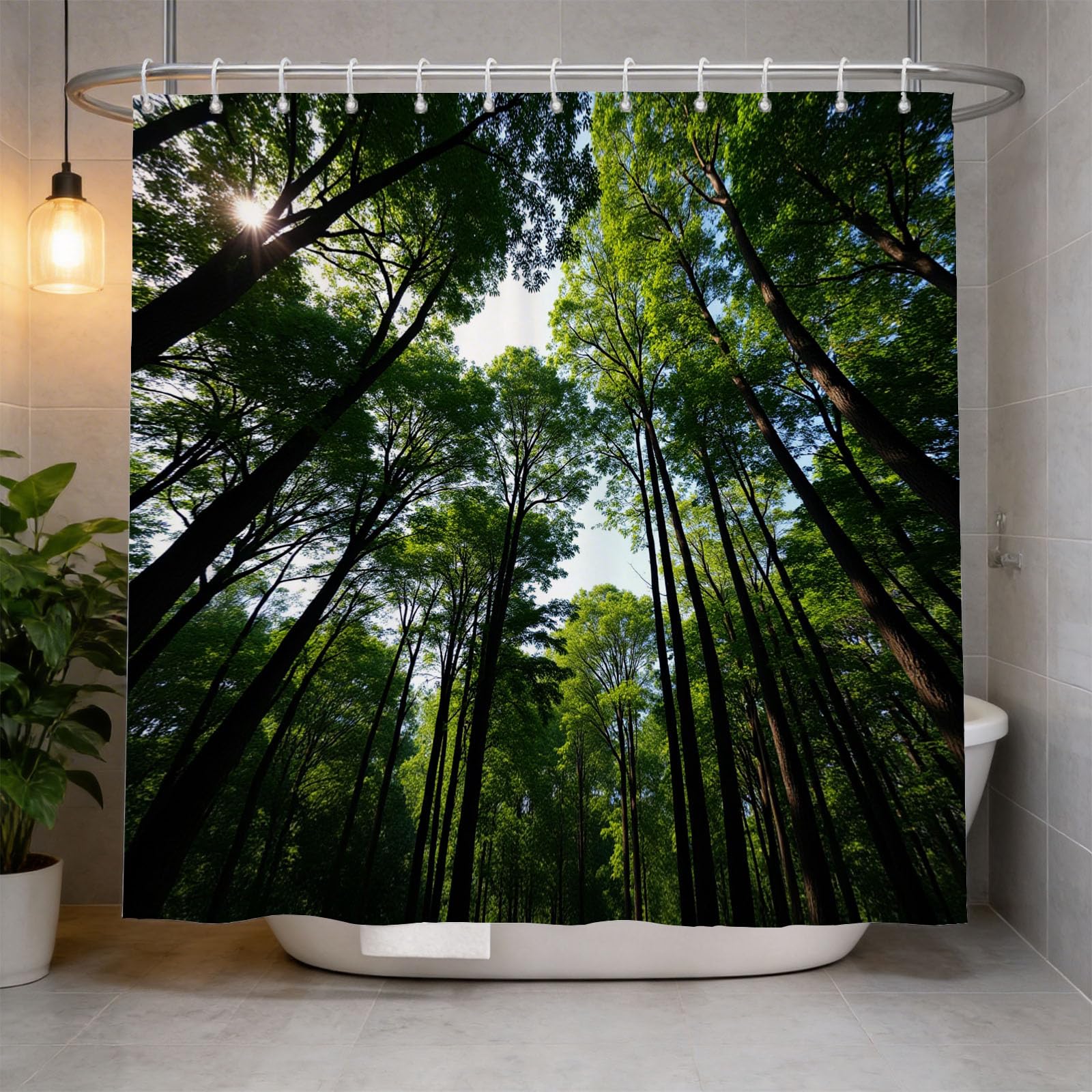 Hongduo 3D Jungle Shower Curtain for Stalls Bathtubs Nature Bathroom Decor Shower Curtain Set Polyester Fabric Waterproof 180x200cm/71X79 Inch with Hooks