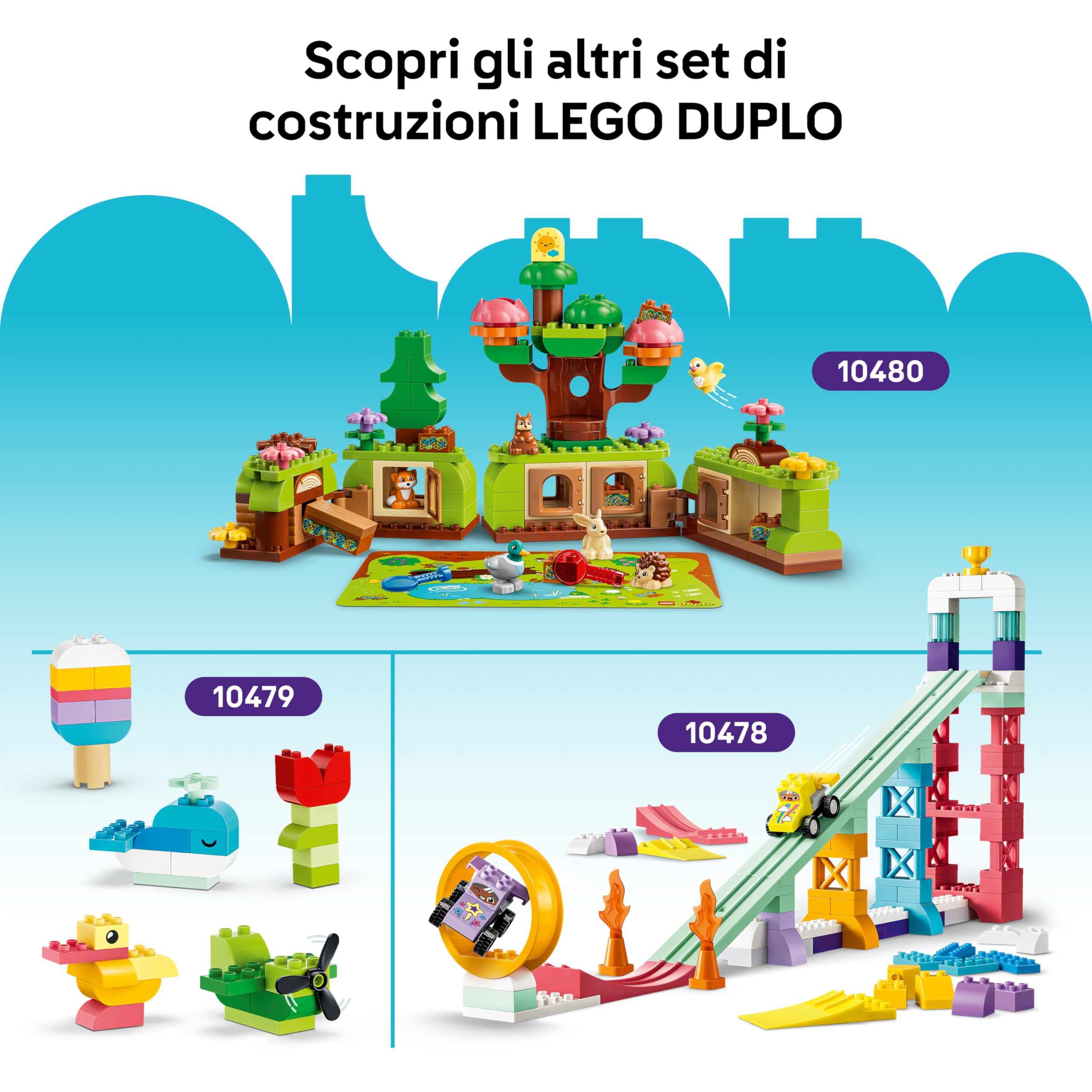 LEGO DUPLO Gioco di Costruzione degli Animali - Giochi Didattici per la Classificazione dei Colori - Set Montessori con Personaggi e Carte - Regalo di Compleanno per Bambini e Bambine da 3 Anni 10472