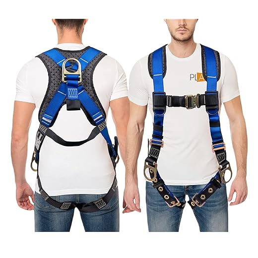 Palmer Safety Full Body Harness with 5 Point Adjustment, Dorsal D-ring, Grommet Legs, Two Side D Rings, and Fall Indicators