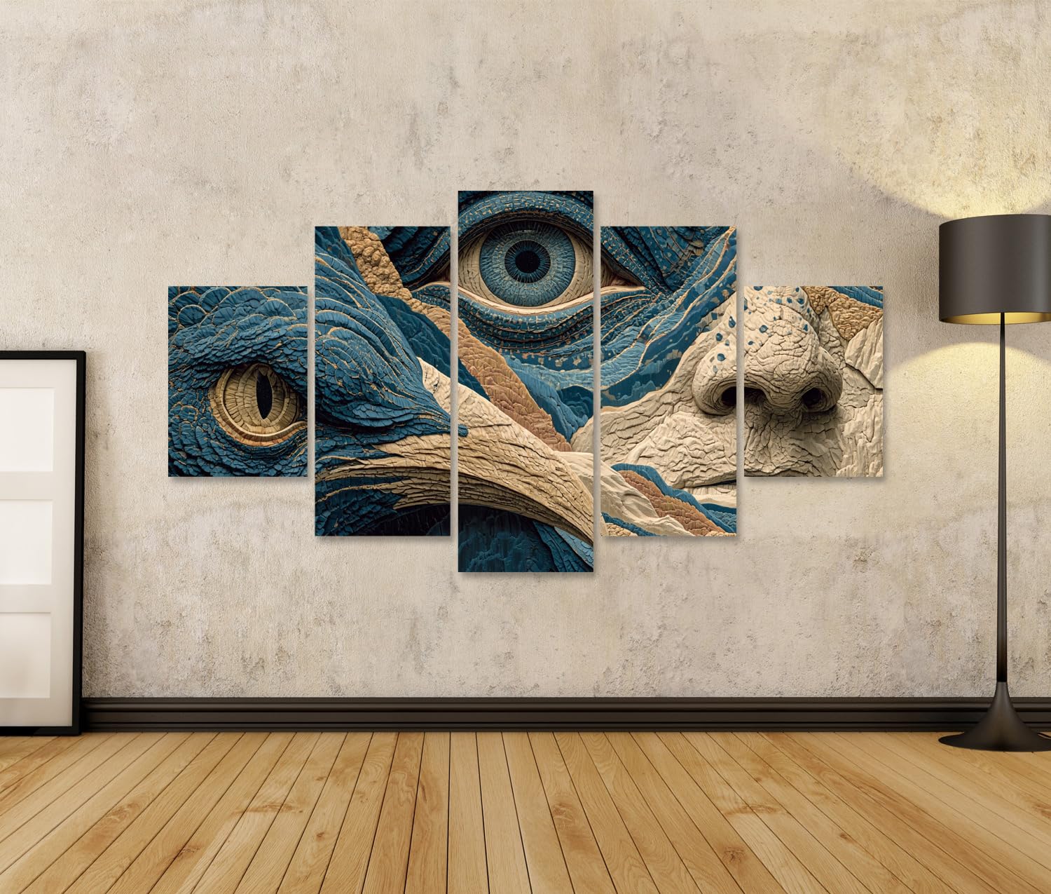 islandburner Bild auf Leinwand Faszinierender Holzschnitt Kunstdruck Wohnzimmer Für Kunstliebhaber - 5-teilig