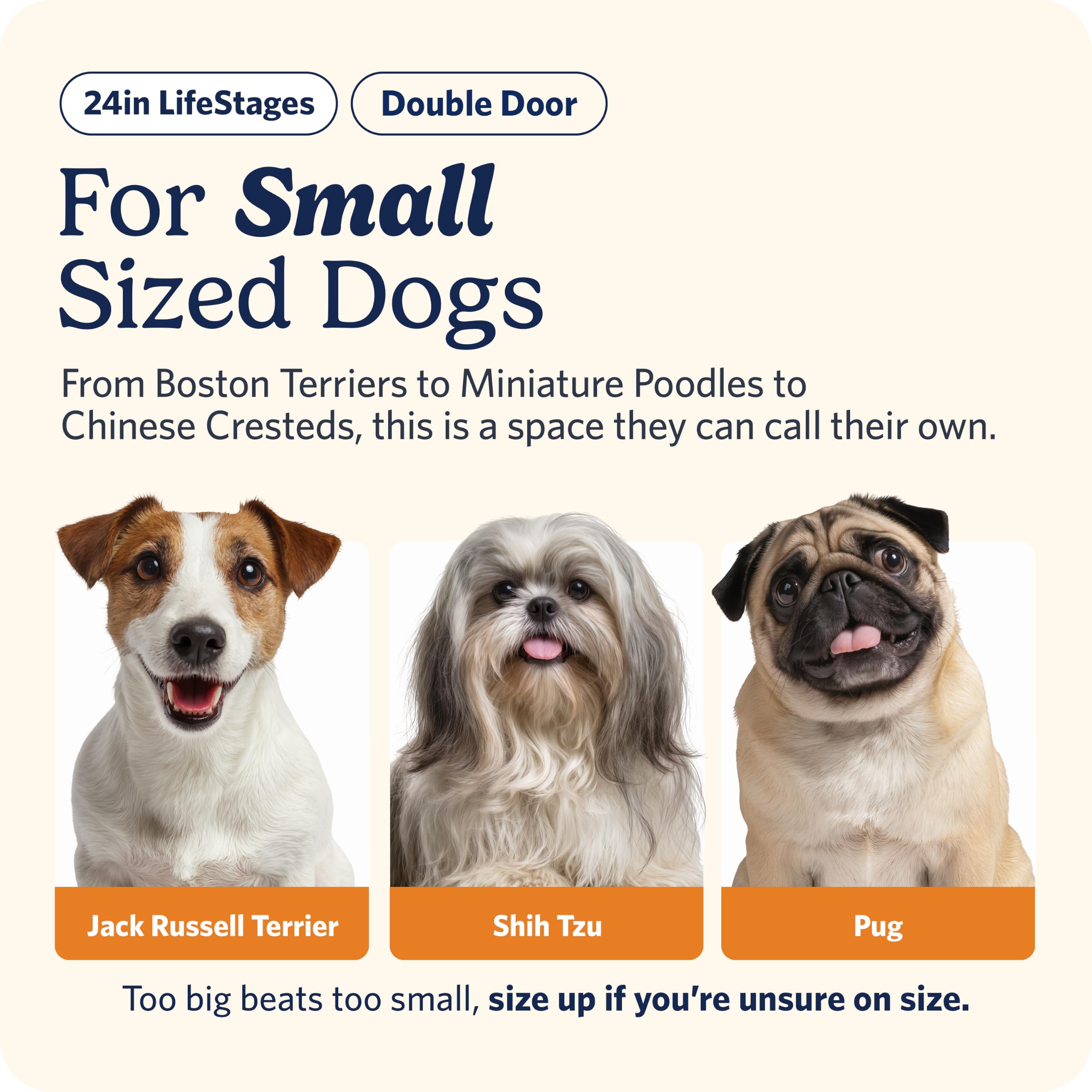 MidWest Homes for Pets Small LifeStages Hundebox mit 2 Türen, klein, zusammenklappbar, verbesserte Sicherheit, inkl. auslaufsicherer Bodenwanne, Trennwand, Griff, Gummifüßen, 61 cm
