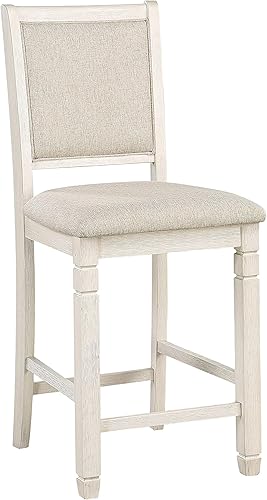 Miniatura 3 de Lexicon Braun Silla de altura de mostrador (juego de 2), color blanco antiguo