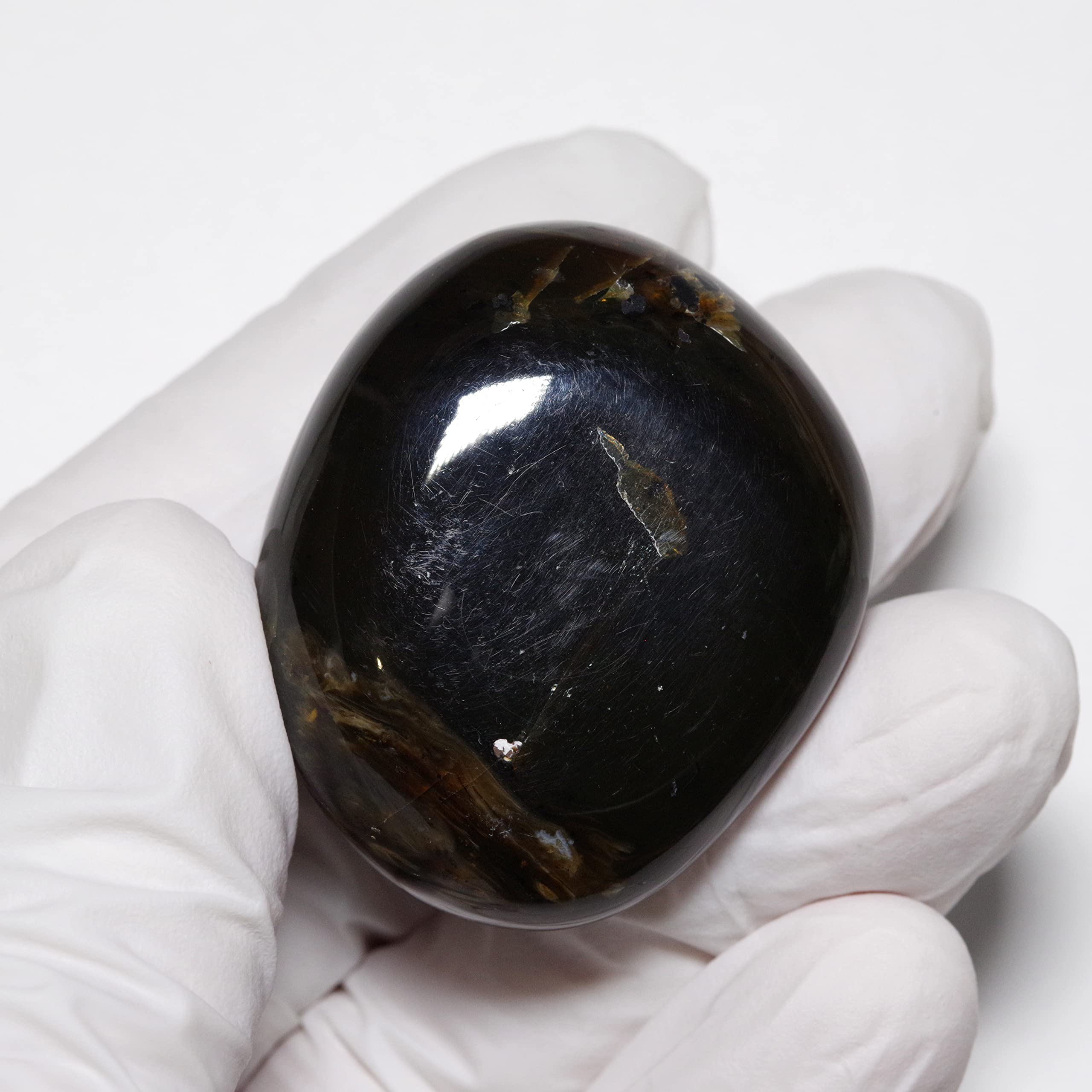 Amazon | [N2 stone Natural] 天然化石 琥珀 (ブルーアンバー/polished