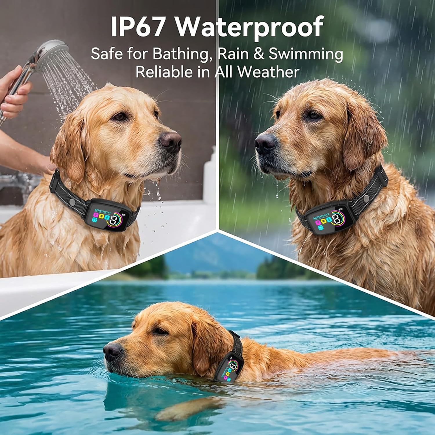 Automatic Anti Bark Dog Collar, Smart Bark Control Training Collar with 8 Sensitivity Levels, Beep & Vibration & Safe Shock, IP67 Waterproof Rechargeable for Small Medium Large Dogs