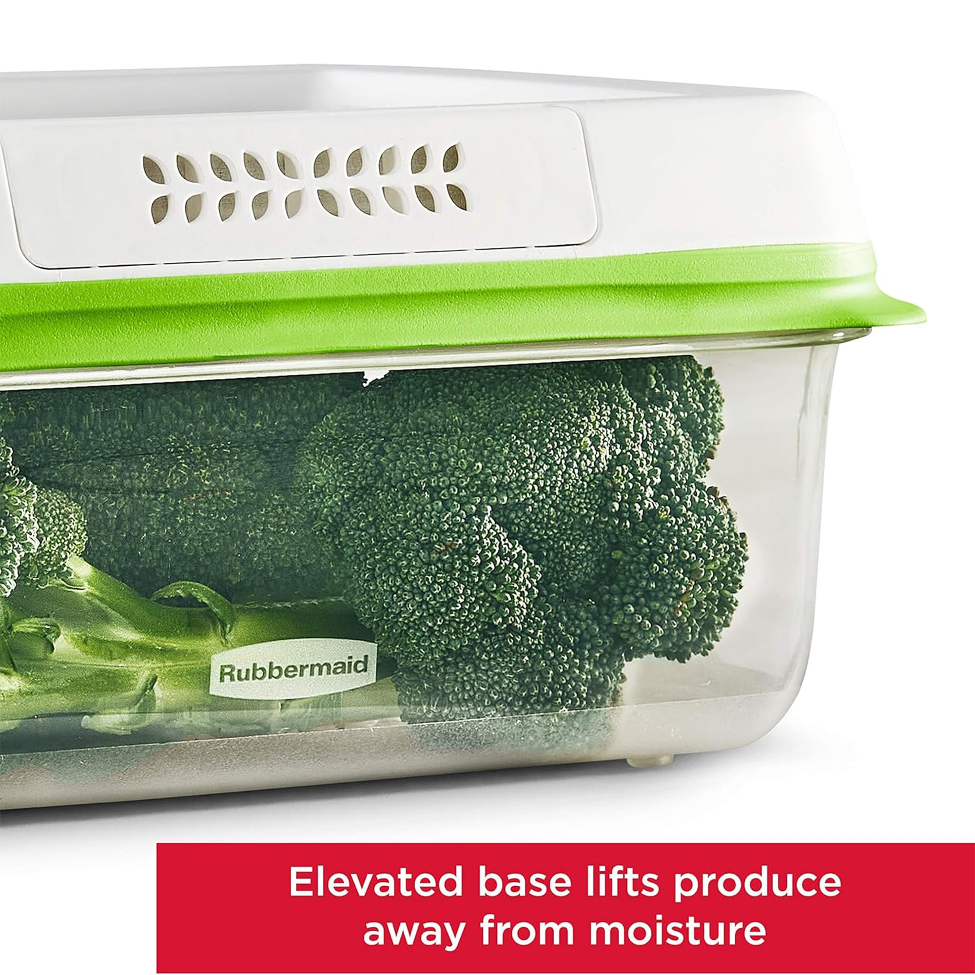 RUBBERMAID FreshWorks - Recipientes de almacenamiento medianos y grandes, juego de 6 piezas, transparente, blanco, verde, juego de 3, tamaño mediano y grande