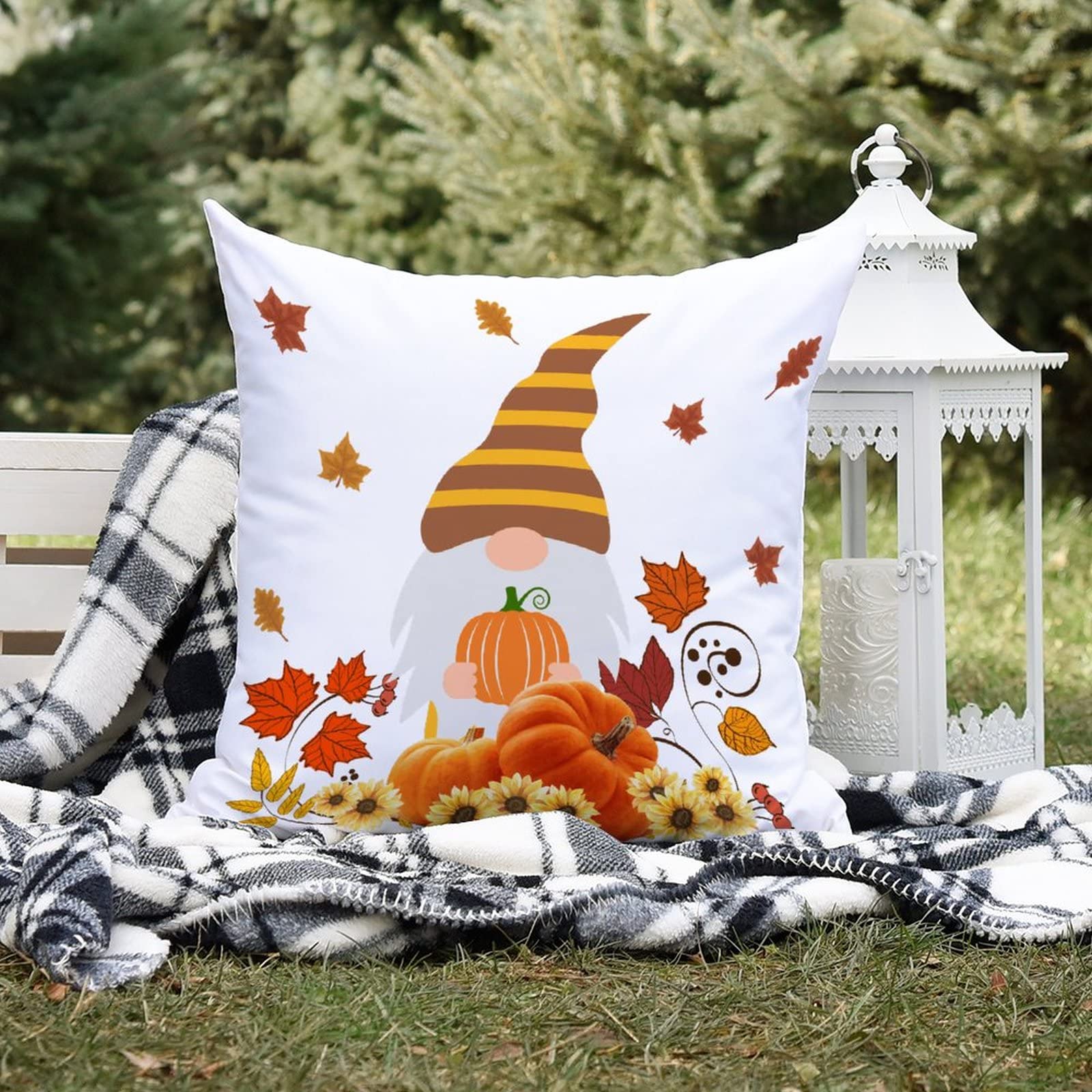 Just Contempo - Federa per cuscino da esterno, motivo It's Fall Y'all, motivo zucca rossa, impermeabile, stile rustico, per esterni, impermeabile, per divano, patio, divano, divano, 45,7 x 45,7 cm