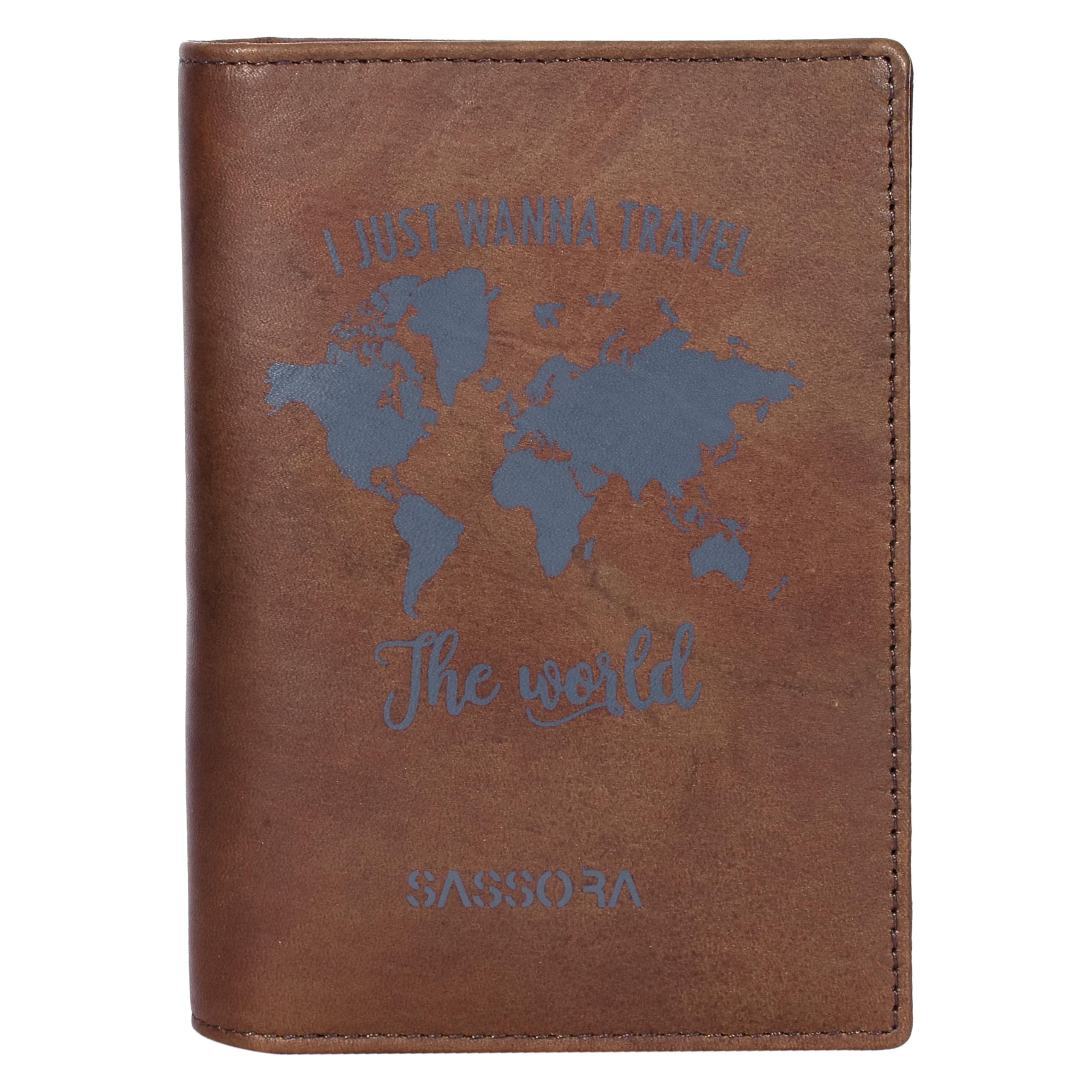 sassora Genuine Leather RFID Blocking Passport Holder Wallet | Travel Document Organizer with Pen Holder & Card Slots | for Men & Women (Brown)-picture-27