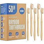 VIVAGO Bamboo Toothbrushes Medium Bristles 50 Pack - BPA Free Medium Bristles Toothbrushes for Adults - Eco-Friendly, Natural Wooden Toothbrush