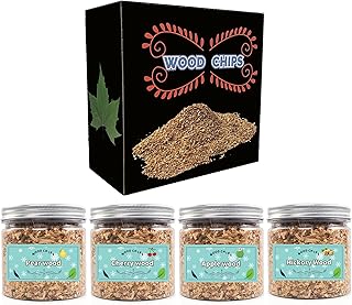 Goomp Wood Chips for Smoking Gun,Natural Wood Chips for Smoker Grill 4pcs Wood Chips Includes Hickory,Cherry,Apple and Pear About 3.5 oz Each Great for Smoking Beef Pork Chicken Fish and Whisky