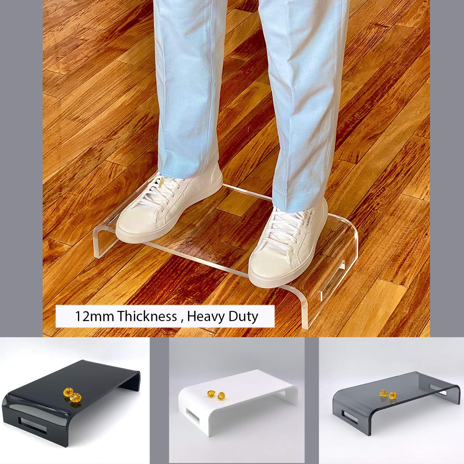 Adorox 12mm Thickness Heavy Duty 17'' Monitor Stand Riser Computer Stand PC Desk Stand for Keyboard Storage & Multi-Media Laptop Printer TV Screen