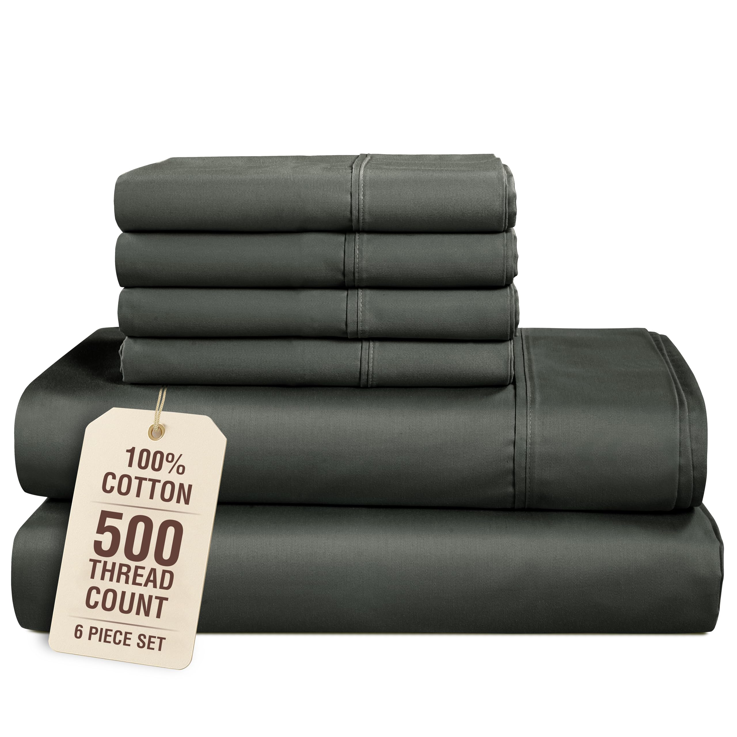Casa Platino Queen Size Sheets, 6 Piece Sateen Set