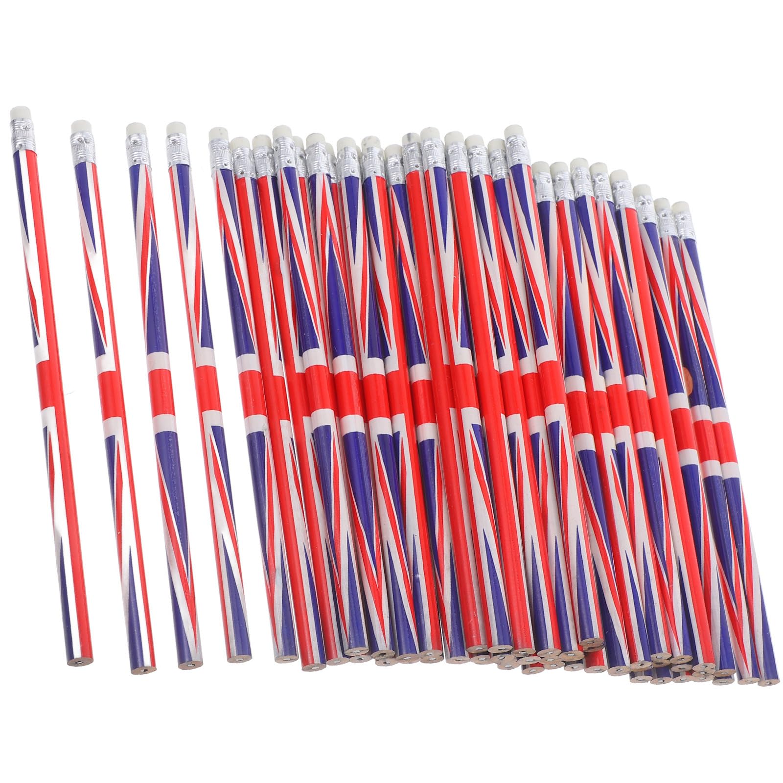 WRITWAA 60 Pack England Flag Pencils Bulk - Colored Wood Pencils with Erasers for School, Party Favors, Drawing, Painting, Office Supplies, Multi-use Convenient Portable Set