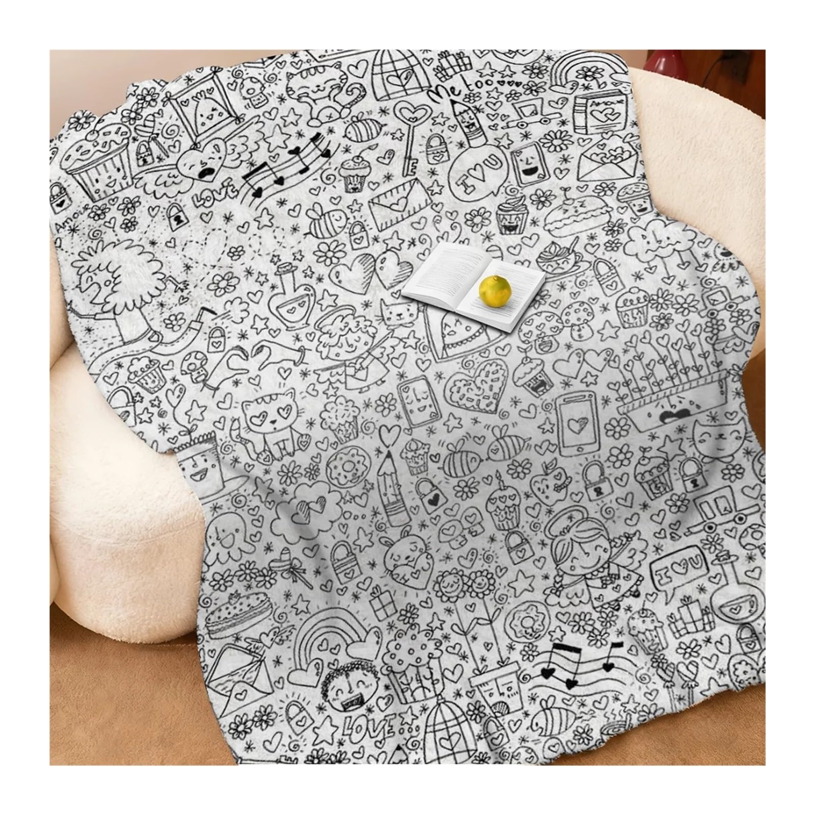 coperta da colorare Divertente coperta interattiva con graffiti da colorare fai te(Style B- 100x150cm)
