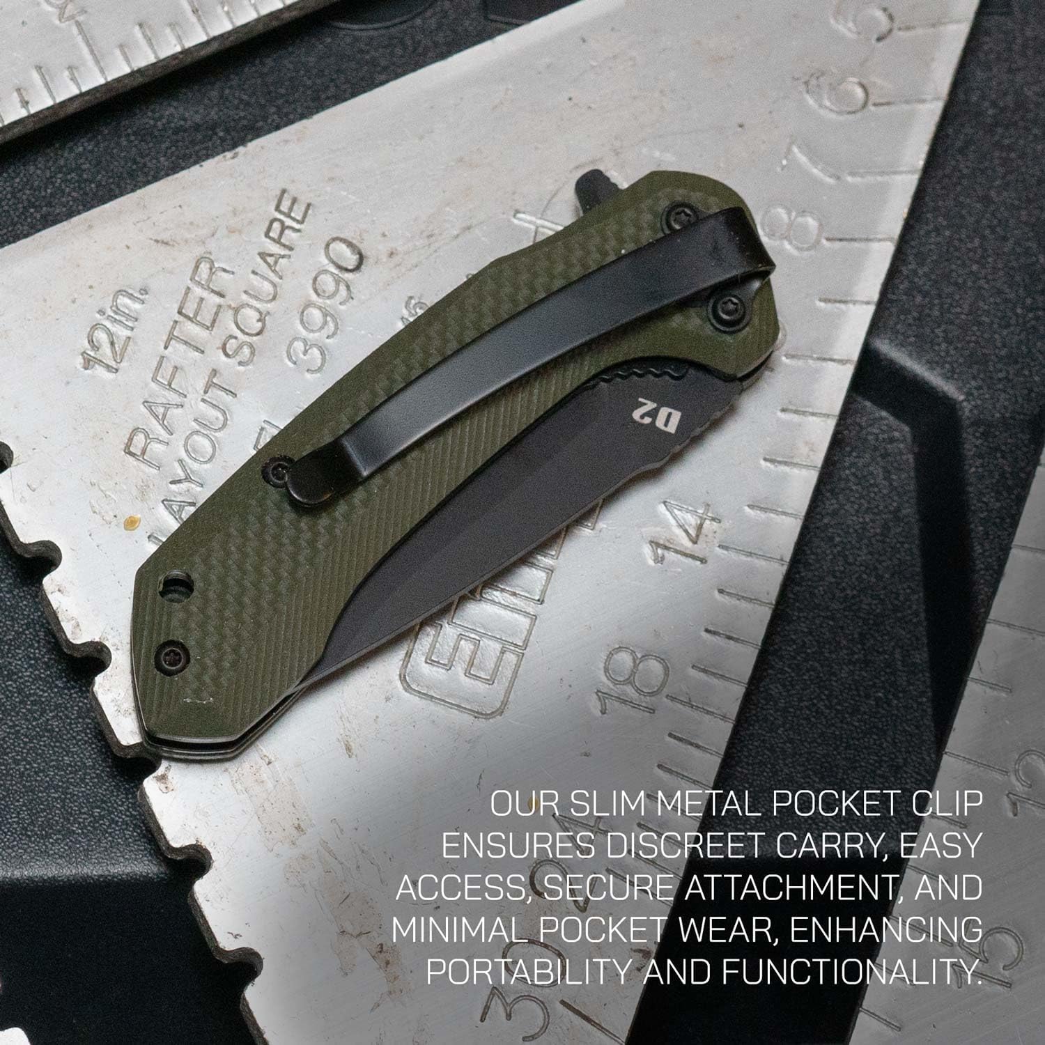 704 Gear Strider EDC Folding Pocket Knife | 3" Reverse Tanto Blade, G10 Handle, Ambidextrous Thumb Stud, Reversible Pocket Clip