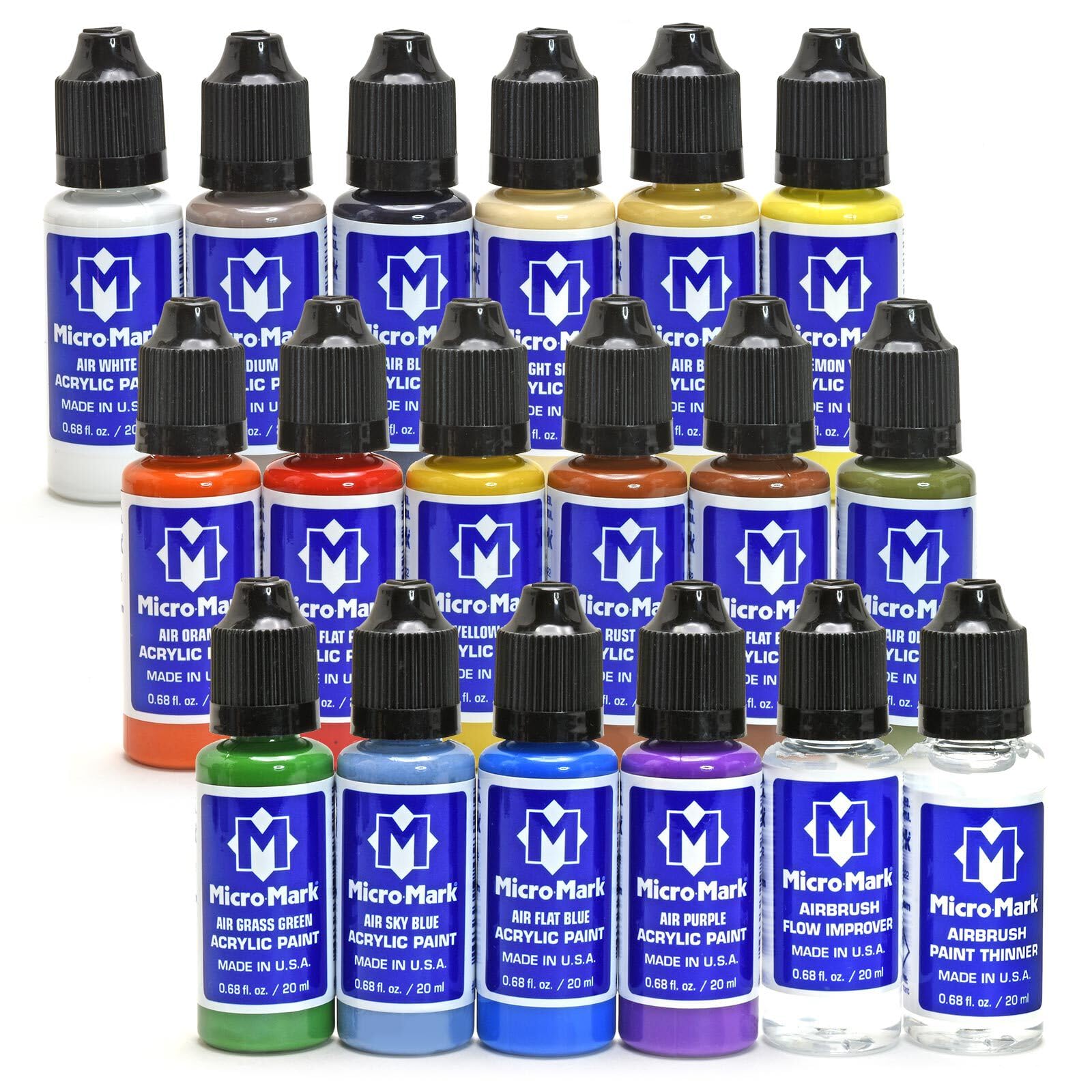 Micro-Mark Airbrush Basic Color Paint Set