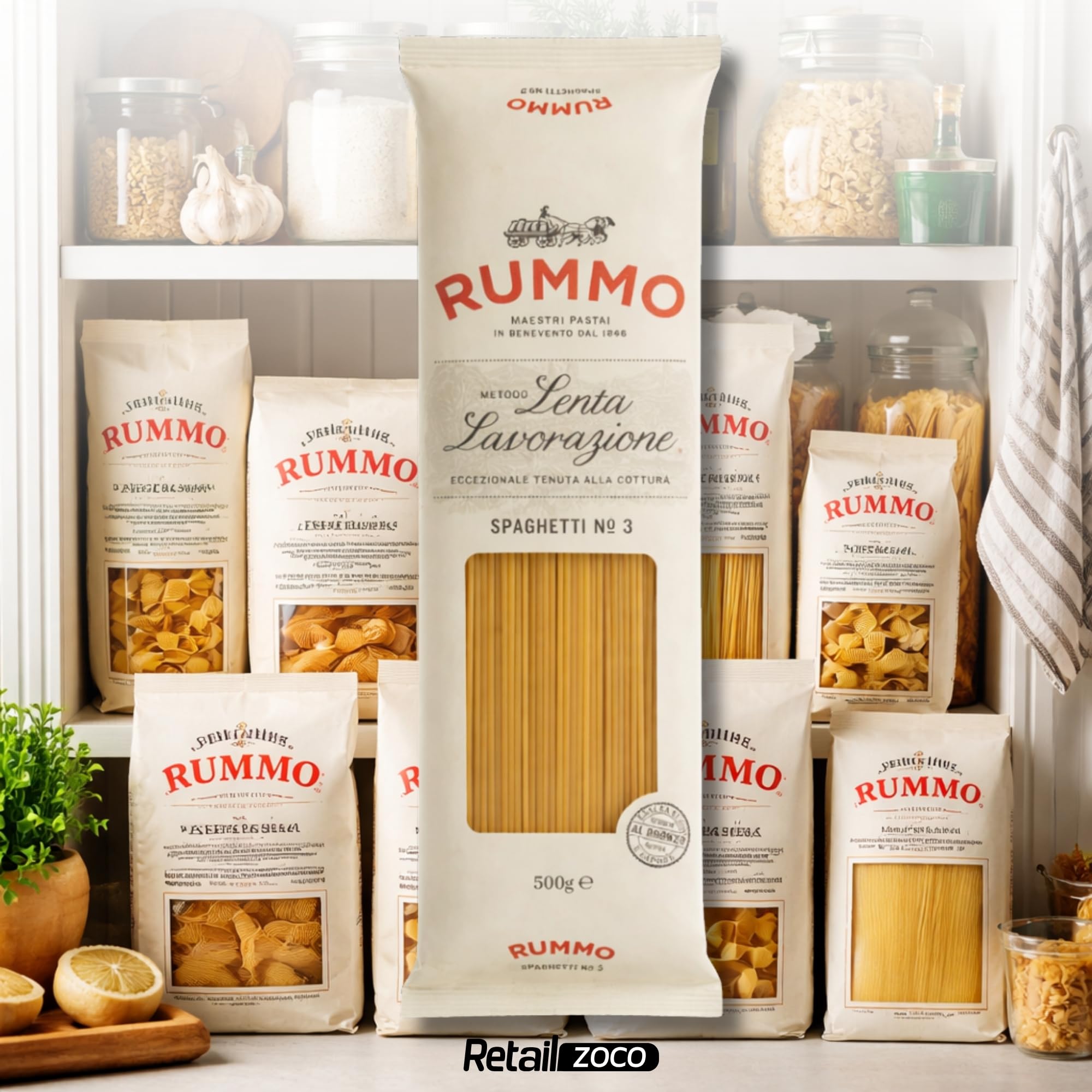 Spaghetti Rummo Nº3, Pasta Italiana, Pasta alimenticia de sémola de trigo duro, Contiene gluten, Puede contener trazas de soja, 3 Paquetes de 500 gr — view 6
