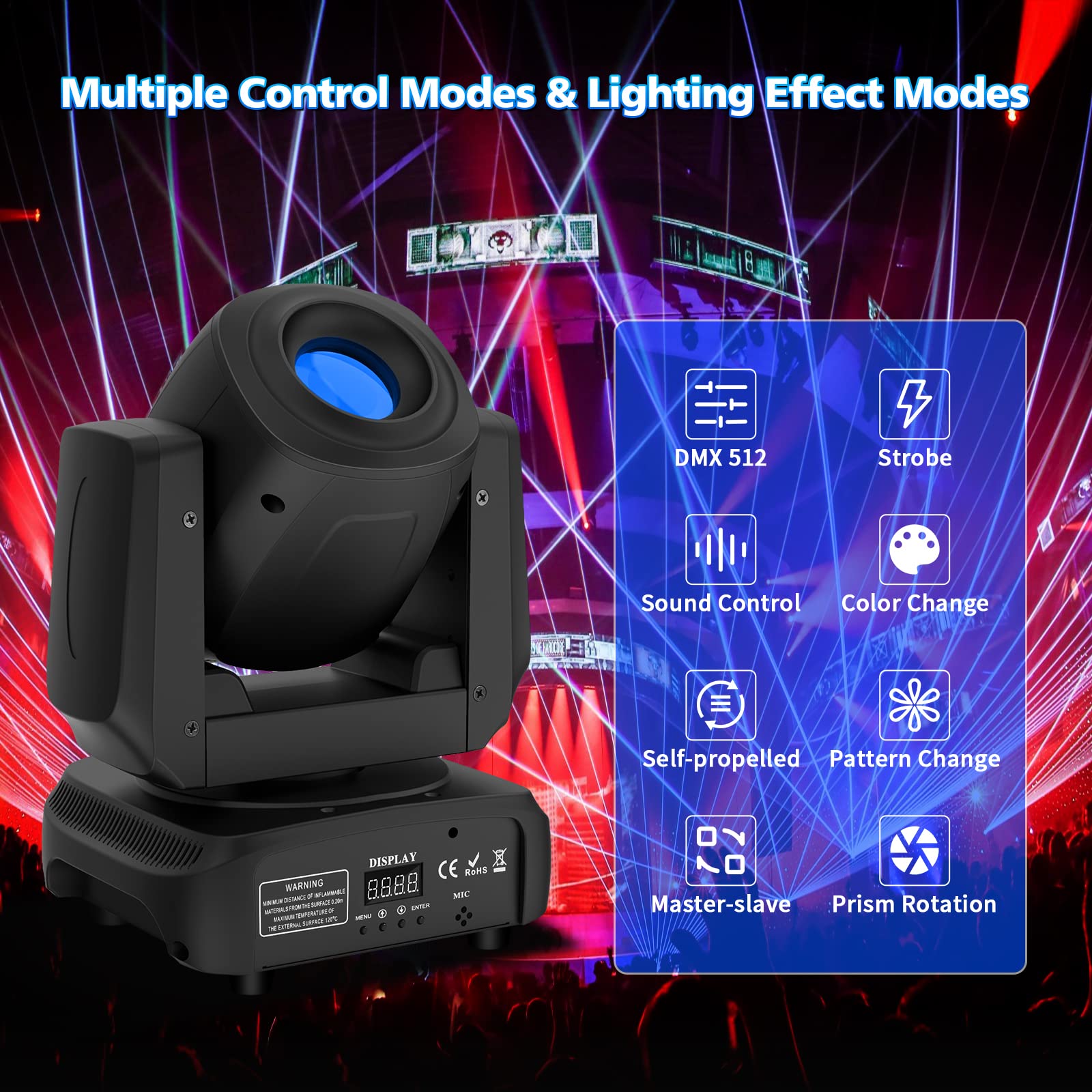 UKing Lyre LED 100W RGBW Gry Lumiere DJ 8 Gobos 8 kolorów DMX 512 Mobilna głowica Projektor do klubu Disco Party Oprawy oświetleniowe