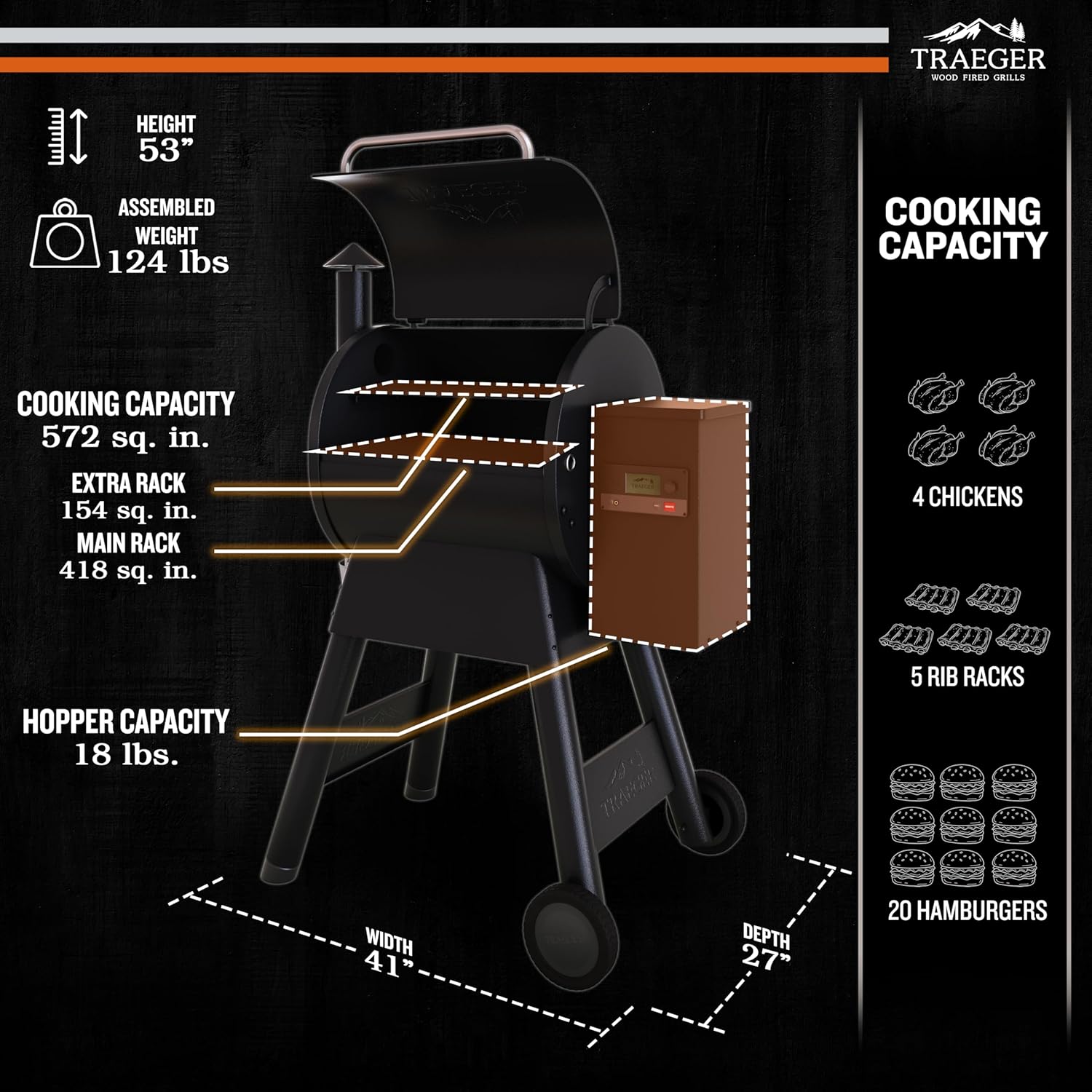 Traeger Pro 575 Hopper with Wood Pellets