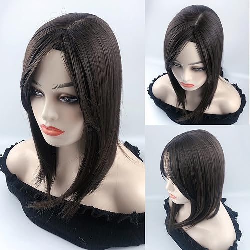 Miniatura 3 de Parte libre de una pieza de clip en la parte superior de 13.8 in, base de seda súper suave, peluca para la frente con flequillo, recta, repuesto