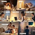 Indoor Outdoor Table Lamp Cordless,Rechargeable Battery Powered Lamp 3-Mode Touch Dimmable,IP54 Waterproof Portable Lamp for Bedside Reading,Patio Grill,Gazebo Party,Camping (Gray, 1 PCS)
