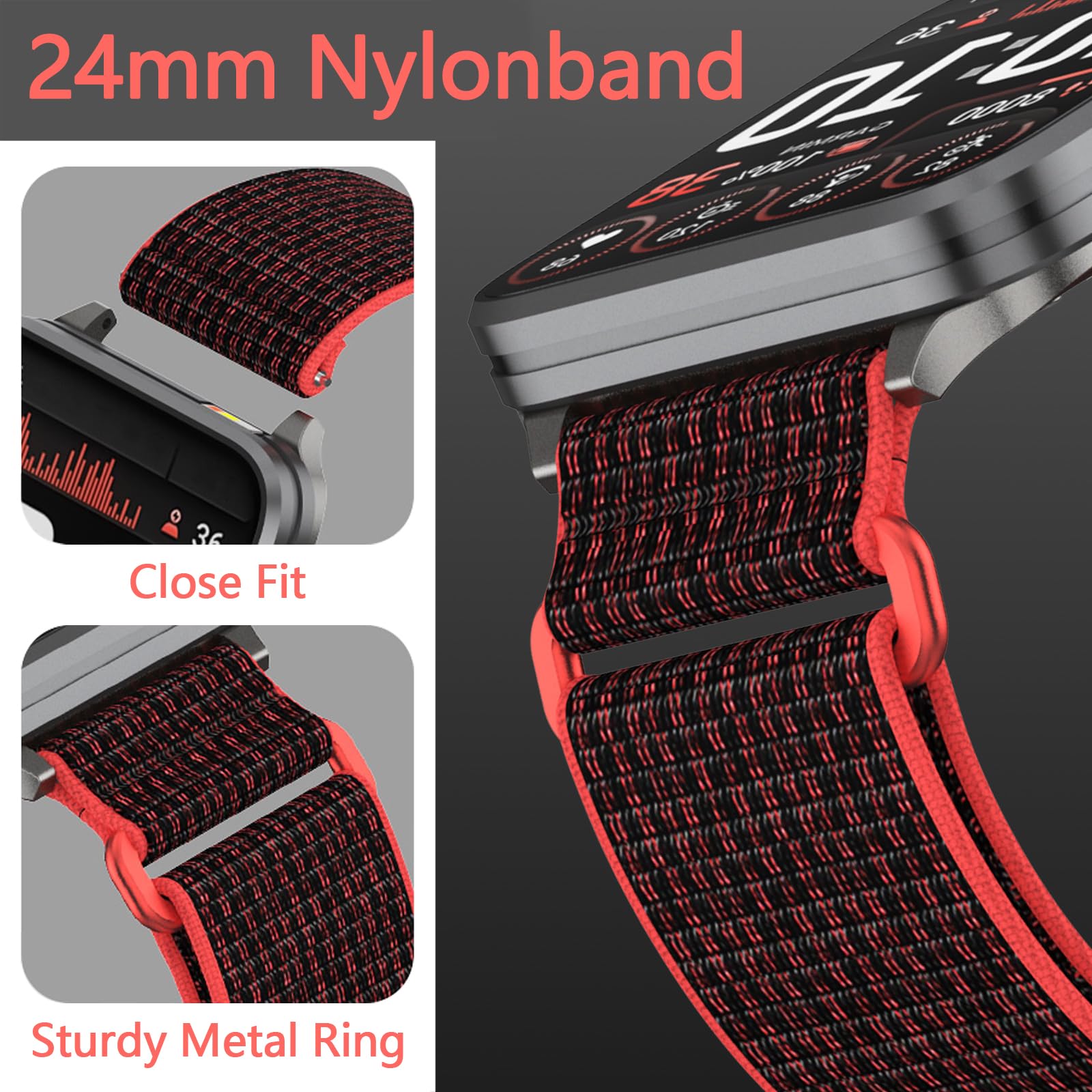 Nylonowy pasek 24 mm kompatybilny z bransoletką Garmin Venu X1 Sport dla mężczyzn i kobiet