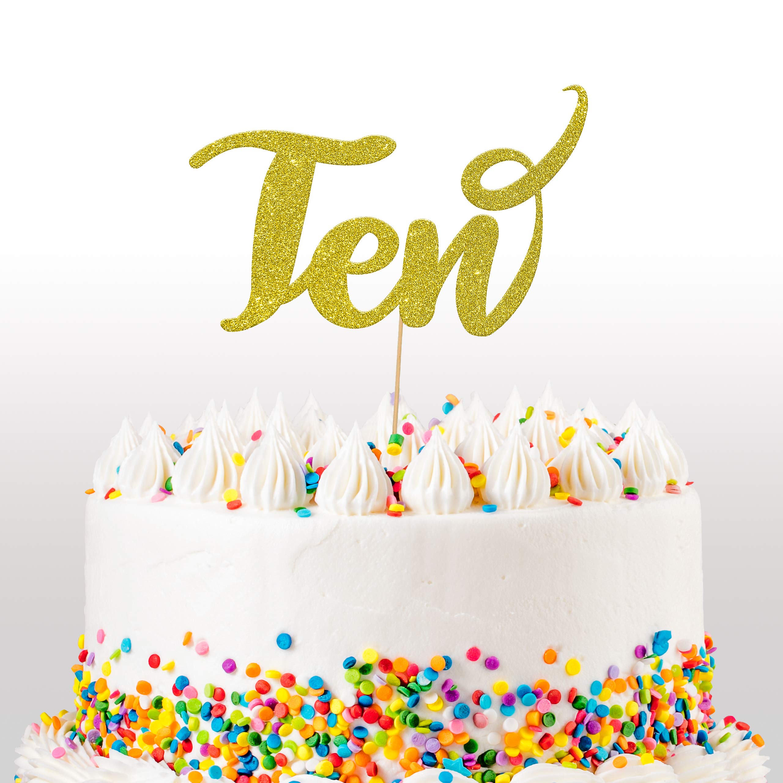 Decorazione torta per 10° compleanno: oro e nero glitter Hello 10 Cake Topper per ragazze