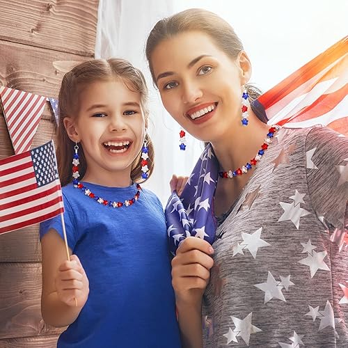 Miniatura 7 de 600 cuentas patrióticas de estrella acrílica para el 4 de julio de 0.433 in, azul, blanco, rojo, estrella del Día de la Independencia, cuentas para