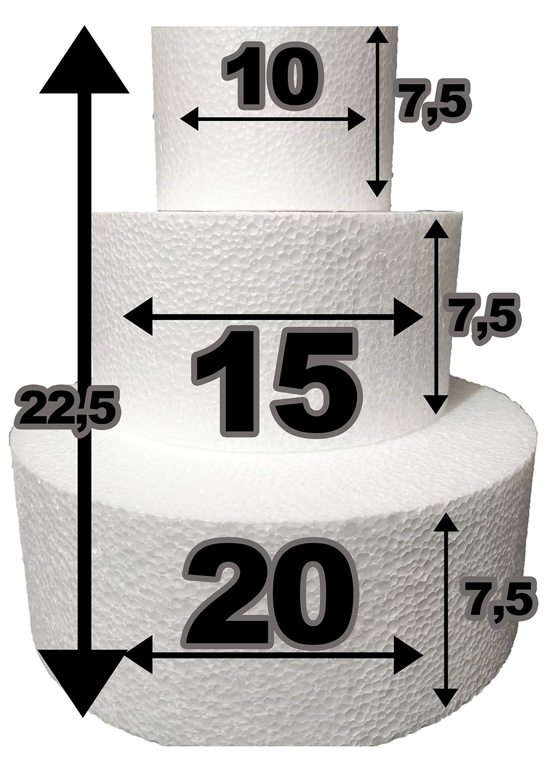 Basi Polistirolo Per Torte Finte - 3 Livelli Rotondi (10,15,20 Cm) Per Decorazioni - Foto 3