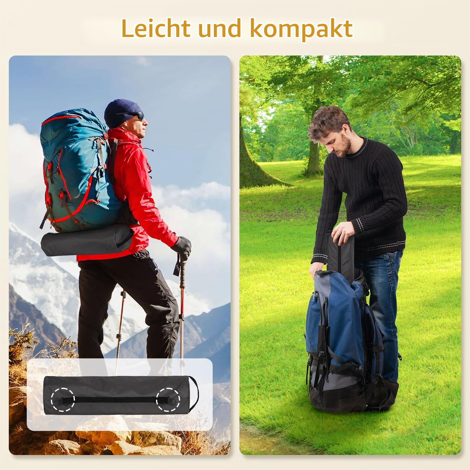 Leogreen Ultra Leichtes Feldbett Upgrade Campingbett Klappbett Schwarz | 190 x 65 x 19 cm, Belastbarkeit bis 180kg, für Outdoor-Reisen, Wandern, Bergsteigen, leichte Rucksackreisen