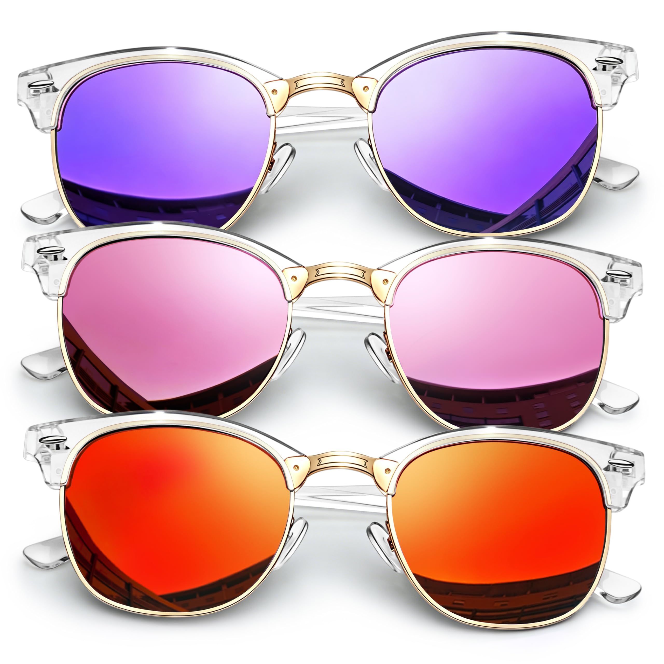 Joopin Half Frame Sunglasses UV Protection Vintage Browline Sun Glasses
