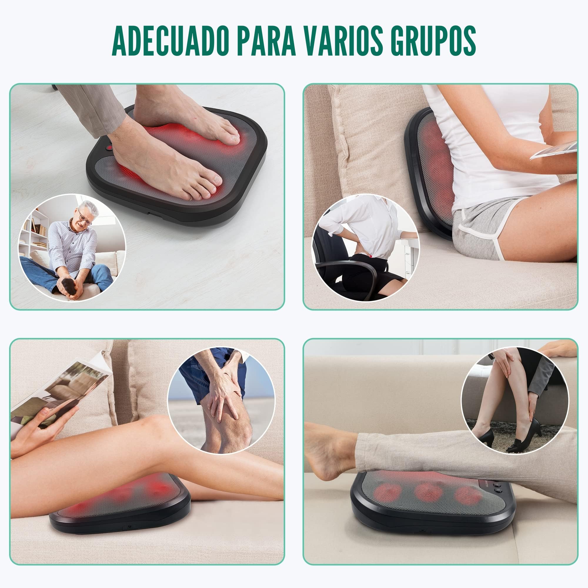 Snailax masajeador de pies Shiatsu con Calor, Nudos de Masaje Flexibles para Todos los tamaños de pies, analgésico eléctrico