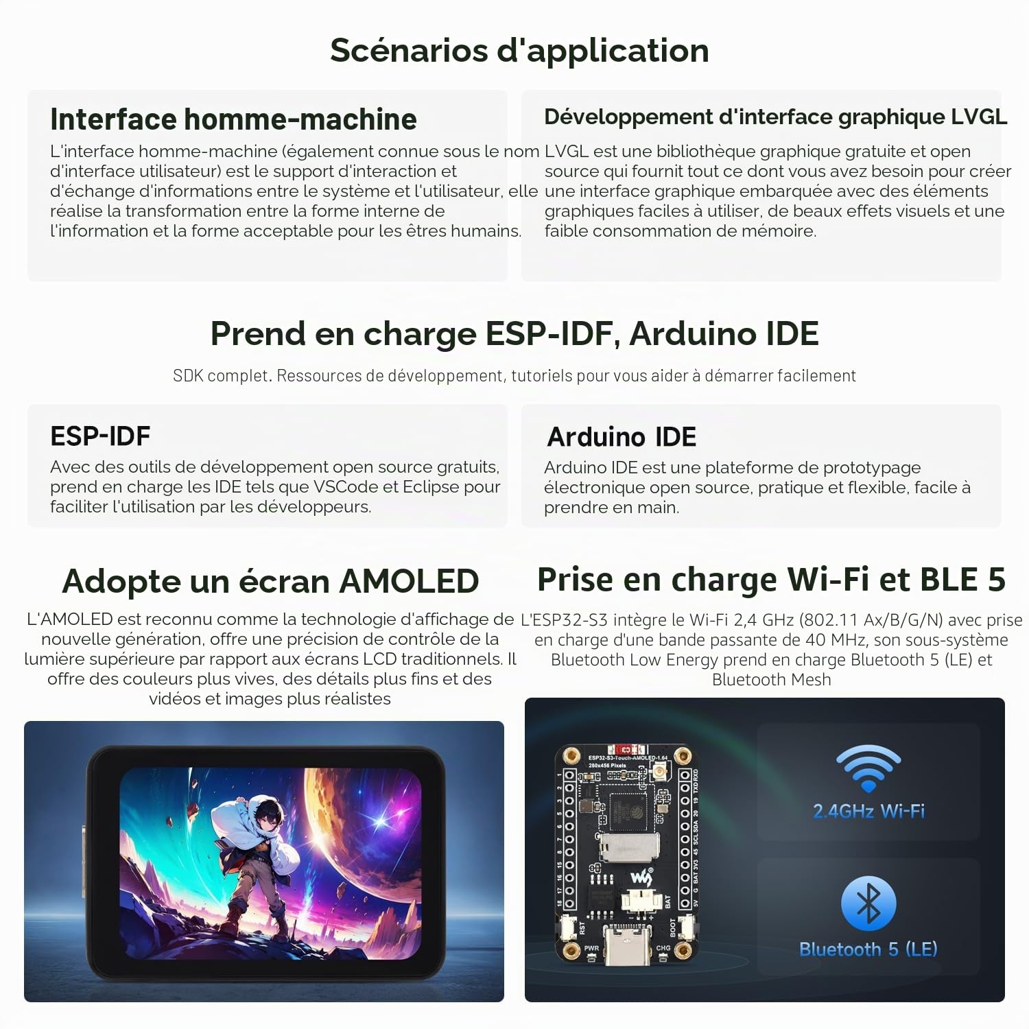 Waveshare ESP32-S3 1.64inch AMOLED Touch Display Development Board, 280x456, QSPI Interface, 32-bit LX7 Dual-Core Processor, Accelerometer & Gyroscope, ESP32 with Display