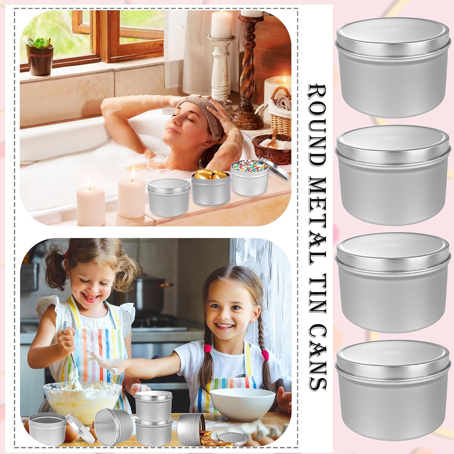 30 Pack Candle Tin with Lids Candle Making Containers Bulk 8 oz Round Light Metal Candle Jars for Balms, Salve, Spices, Beard Balm Crafts DIY