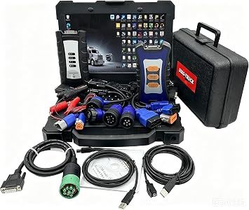 Generic Heavy Duty Diagnostic Tool Diesel EDL V3 Scanner Kit SD5.4.44 for Nexiq USB Link 3 Wired Adapter Truck Excavator Diagnostic Scanner 2025 Software V3SD5.4.44+Q316 Software, DELLL Laptop